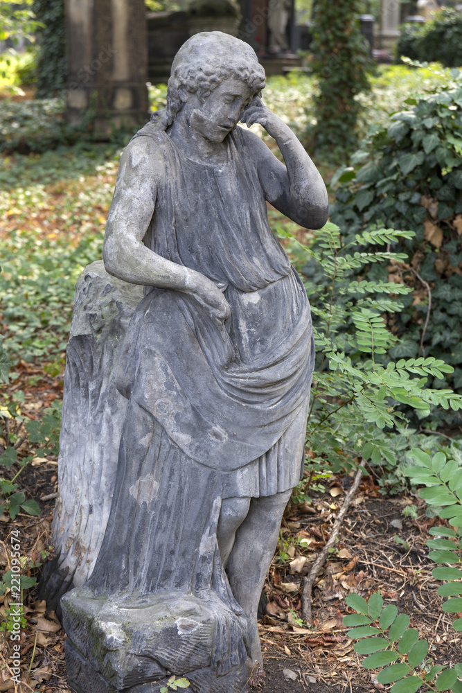 Historic Statue on the mystery old Prague Cemetery, Czech Republic Historic Statue on the mystery old Prague Cemetery, Czech Republic