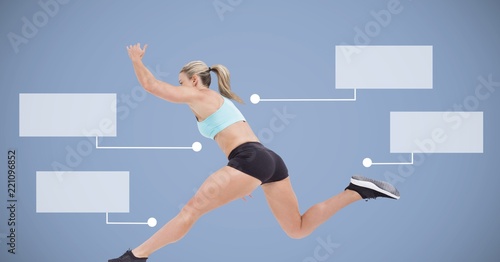 Athletic fit woman with blank infographic chart panels