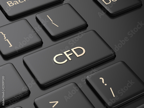 3d render of computer keyboard with CFD button photo