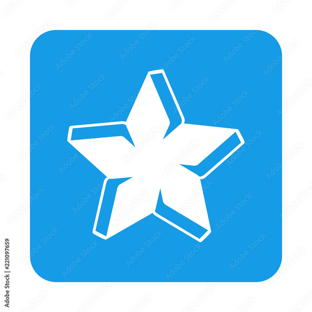 Fototapeta premium Icono plano estrella de libros en cuadrado azul