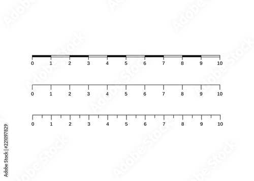 Map scales graphics for measuring distances. Scale measure map vector. Latitude and longitude distance