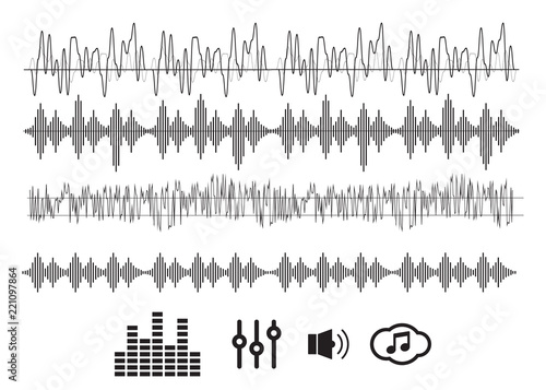 Sound waves sign and symbol in flat style