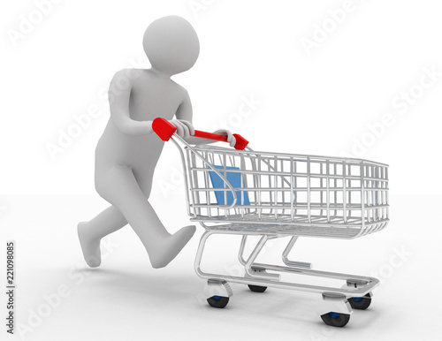 3d person with shopping cart © andrii