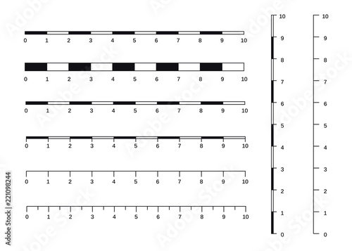 Map scales graphics for measuring distances. Scale measure map vector. Latitude and longitude distance