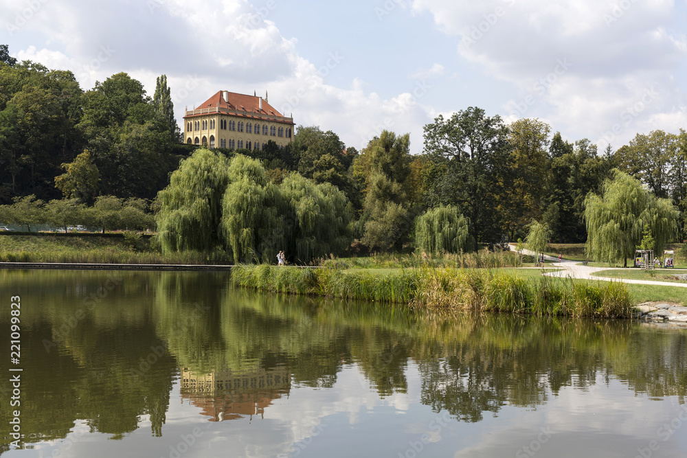 Chateau - the governors Summerhouse -  in the largest Park in Prague – Stromovka - the Royal Tree-tree, Czech Republic