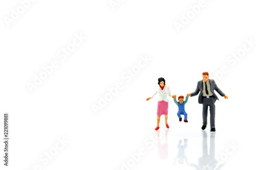 Miniature people : Family and children with house using for concept of step family day.