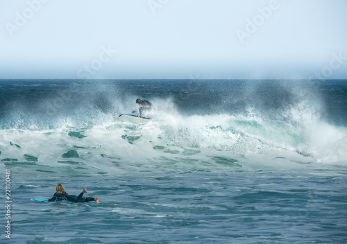 Photography Surfer Riding Wave, Fistral beach, Newquay, Cornwall