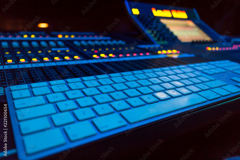 Fototapeta premium Wide Angle Professional Audio Mixing Board/ Console