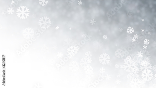 Grey blurred winter background with snow pattern.