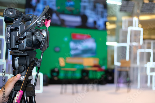 Wallpaper Mural video production camera recording live event on stage. television social media broadcasting seminar conference. Torontodigital.ca