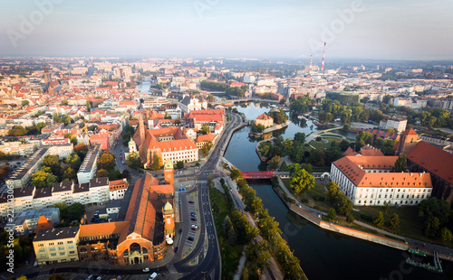 aerial view of famous polish city Wroclaw
