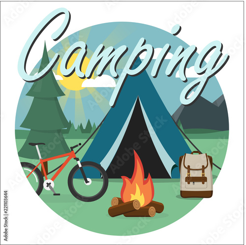 Camping Flat Design Icon