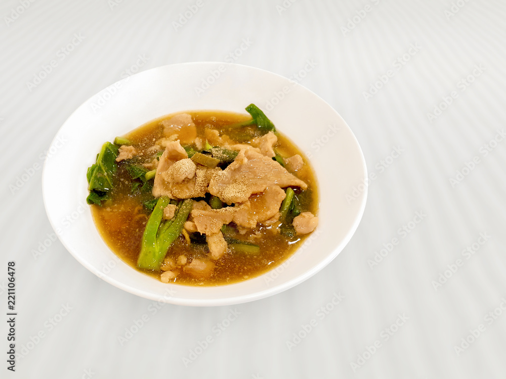 Fried noodle with pork and broccoli and stir the water to thicken. Fried noodle with pork and broccoli and stir the water to thicken.