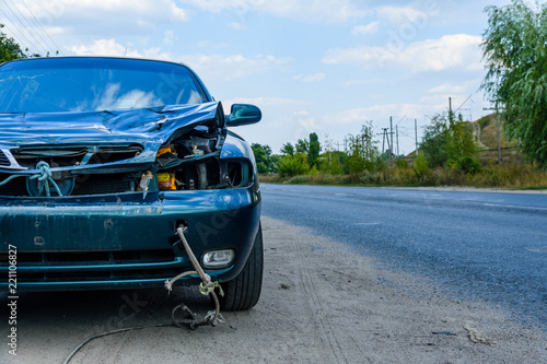 Slika na platnu Closeup of a wrecked car after accident