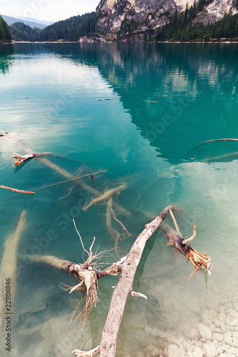 Lago di braies with green waters © frimufilms