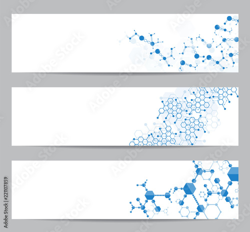 Set of modern scientific banners.