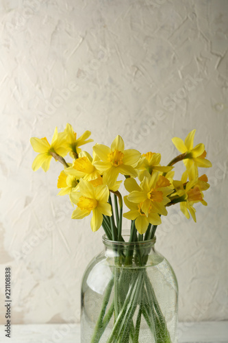 Wallpaper Mural Yellow narcissus flowers in glass jar Torontodigital.ca