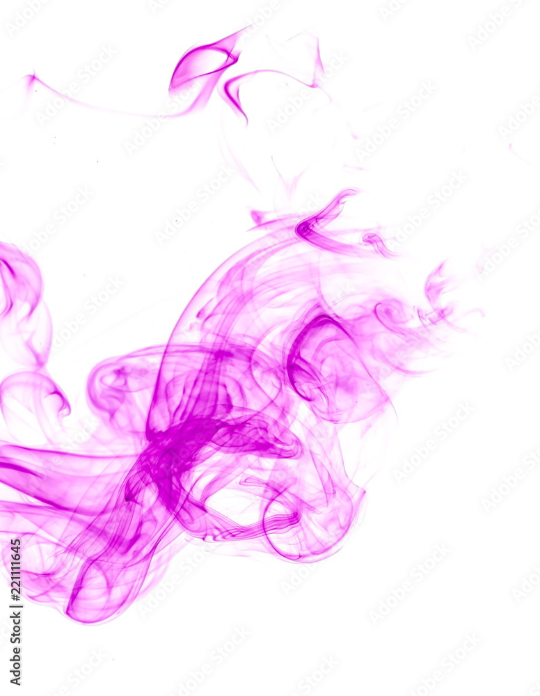 Purple smoke on white background