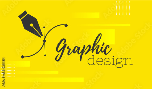 Graphic design. Pen tool cursor. Vector computer graphics. banner for designer or illustrator. The curve control points.