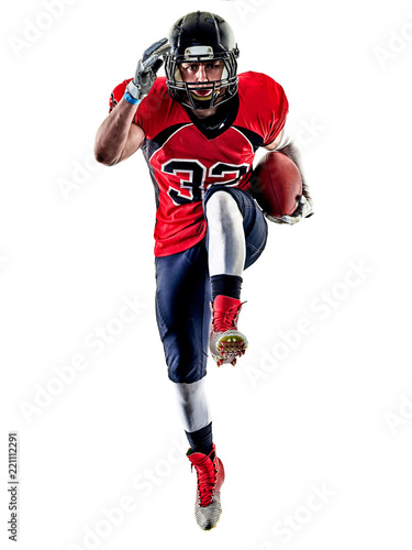 one american football player man studio isolated on white background