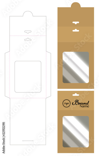 Hang envelope die cut mock up template Vector