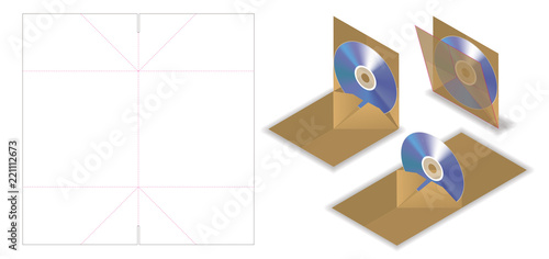 pop up disc envelope mockup with dieline cut