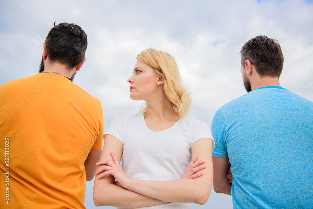 Girl stand in front two faceless men. Pick better boyfriend. Hard decision for her. Best traits great boyfriend. Girl thinking whom she going ask dating. Everything need know about choosing right guy Girl stand in front two faceless men. Pick better boyfriend. Hard decision for her. Best traits great boyfriend. Girl thinking whom she going ask dating. Everything need know about choosing right guy