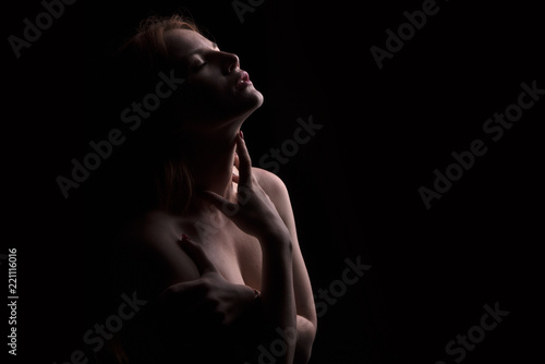 girl on a black background