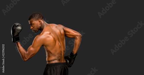Male boxer with blank grey background © vectorfusionart