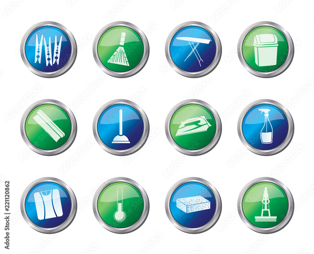 Home objects and tools icons over colored background - vector icon set Home objects and tools icons over colored background - vector icon set