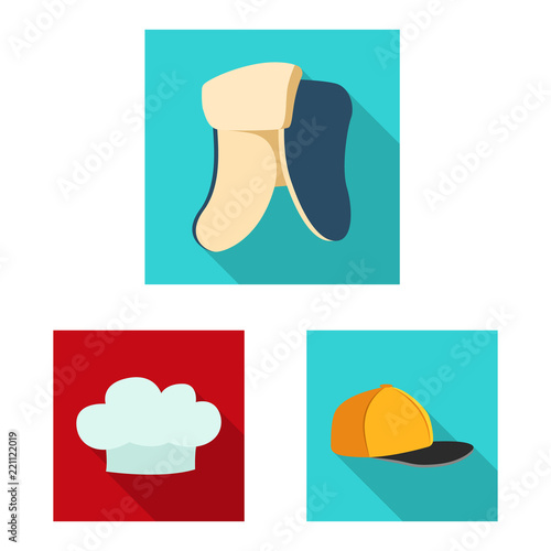 Vector design of headwear and cap sign. Collection of headwear and accessory vector icon for stock.