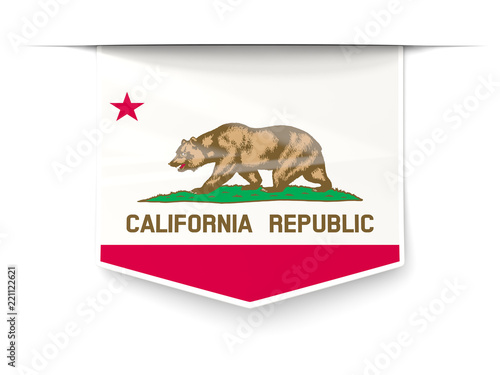california state flag square label with shadow. United states local flags