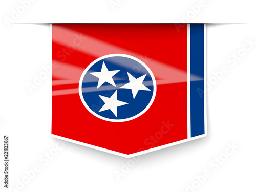 tennessee state flag square label with shadow. United states local flags