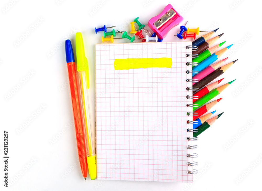 notebook and writing accessories: pens and pencils notebook and writing accessories: pens and pencils