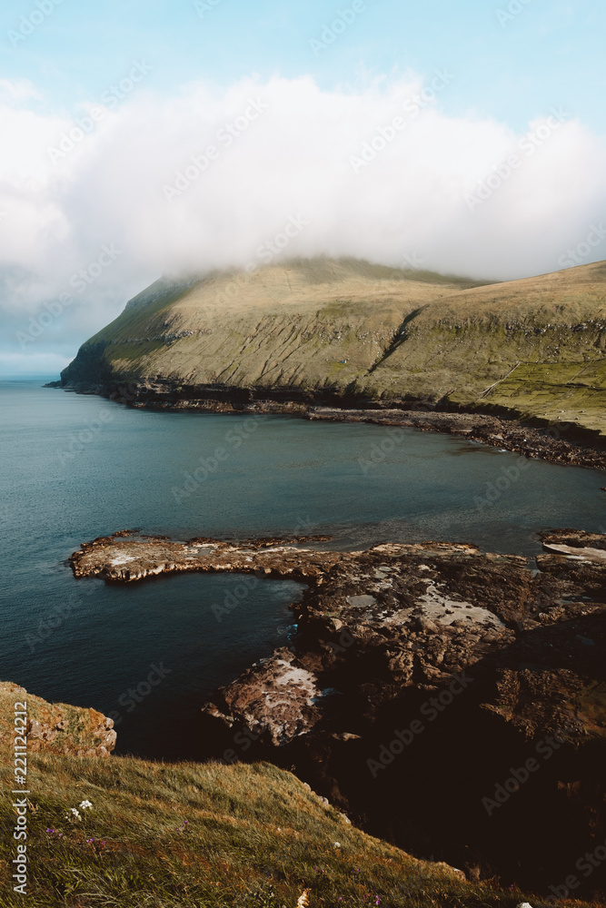 ocean at cliff in Feroe Island