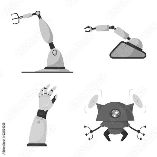 Isolated object of robot and factory logo. Collection of robot and space stock symbol for web.