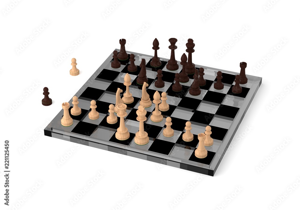 Chess business concept, leader & success, 3d illustration Chess business concept, leader & success, 3d illustration