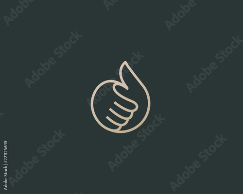 Thumbs up vector logotype. Linear like logo design.