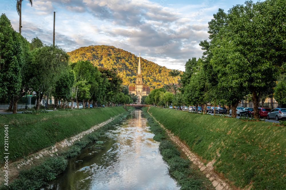 Petropolis Cathedral of Saint Peter of Alcantara  and Koeller Avenue Canal - Petropolis, Rio de Janeiro, Brasil