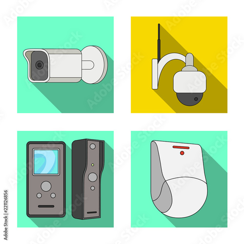 Vector design of cctv and camera symbol. Set of cctv and system stock vector illustration.
