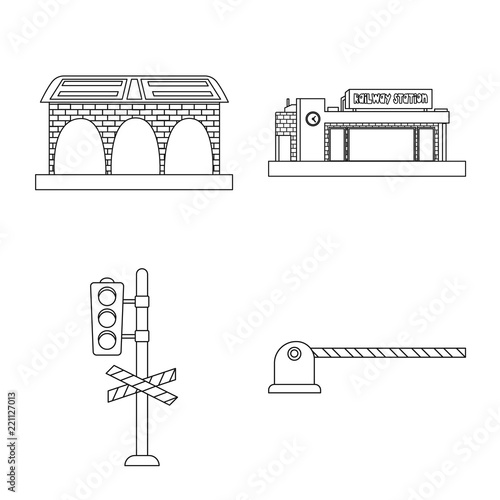 Isolated object of train and station logo. Collection of train and ticket stock symbol for web.