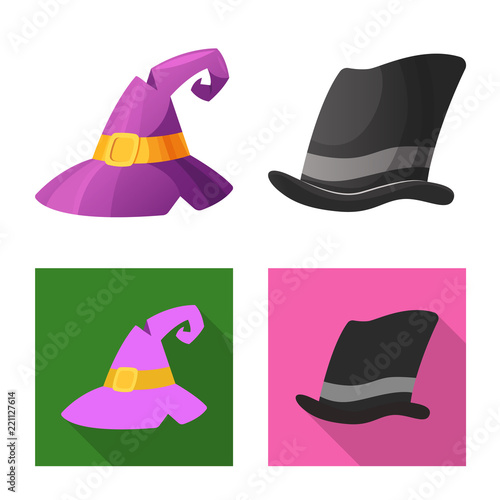 Isolated object of headwear and cap logo. Set of headwear and accessory stock vector illustration.