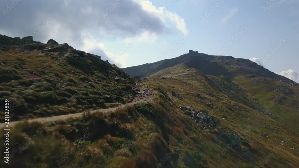 CARPATHIAN, UKRAINE - 15 AUGUST 2018: Chornohora hill trail 2018 drone footage CARPATHIAN, UKRAINE - 15 AUGUST 2018: Chornohora hill trail 2018 drone footage