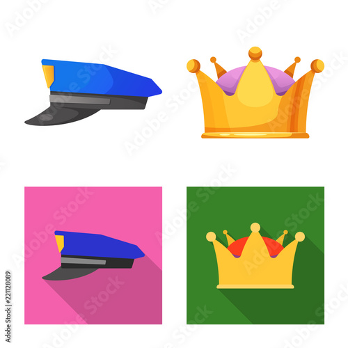 Vector illustration of headwear and cap symbol. Set of headwear and accessory stock vector illustration.