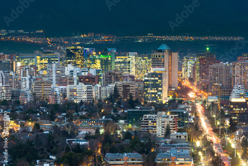 View of residential and office buildings at the wealthy district of Las Condes in Santiago de Chile photo