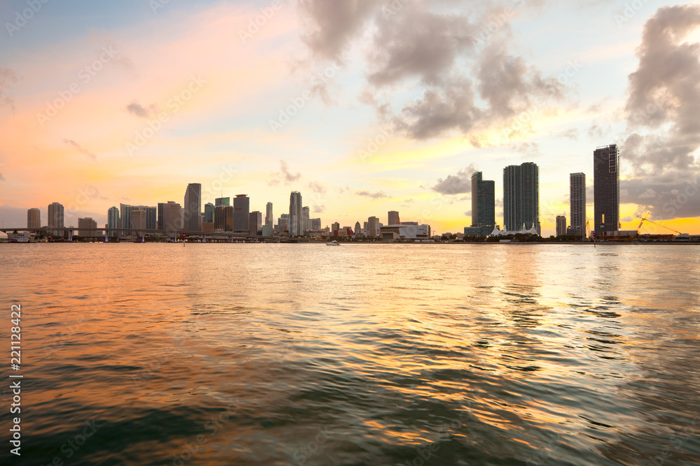 Downtown skyline at dusk, Miami, Florida, USA