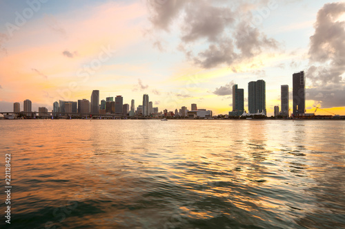 Downtown skyline at dusk  Miami  Florida  USA