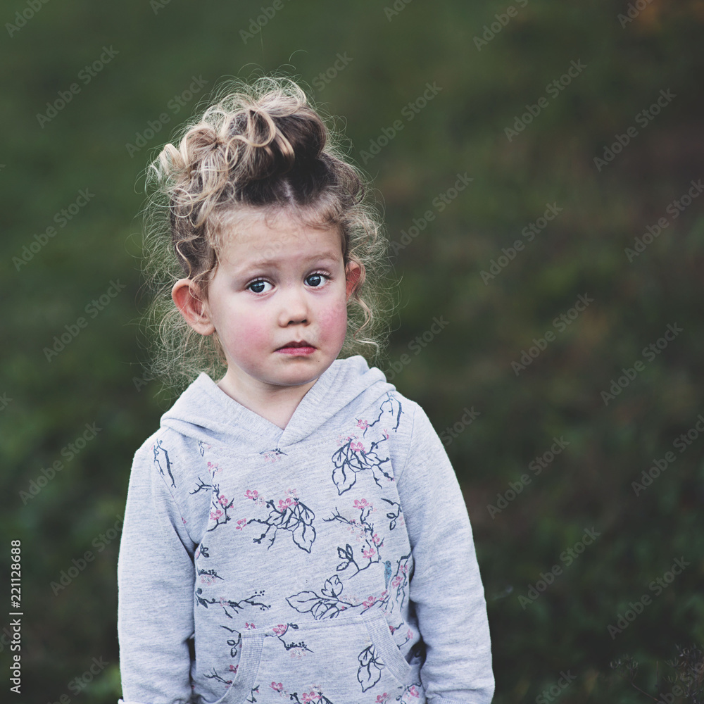 Portrait of cute little girl. Surprised look. Portrait of cute little girl. Surprised look.