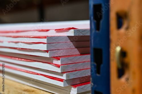 Obraz na plátně Isolating sheets of rigid foam, ready for shipment to construction plant
