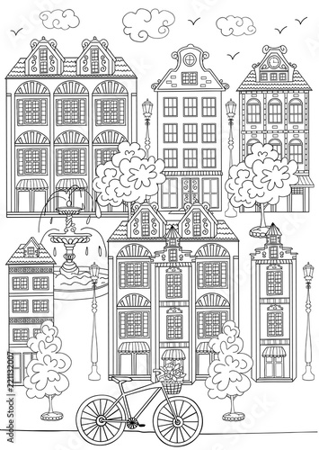 Sketch of town street.
